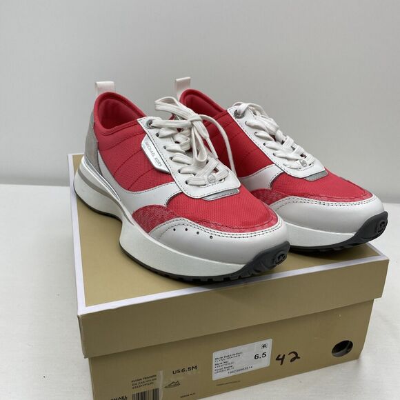 Michael Kors Flynn Trainer Lace Up Sneakers MK Signature Geran Multi Size 6.5 - Picture 1 of 13